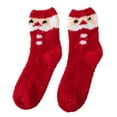 thumbnail image 2 of Chaussettes Rouges pour Femmes, Chaussettes de Sommeil en Peluche pour Aînés, Chaussettes en Velours Corail pour la Maison, Chaussettes de Noël, 2 of 3