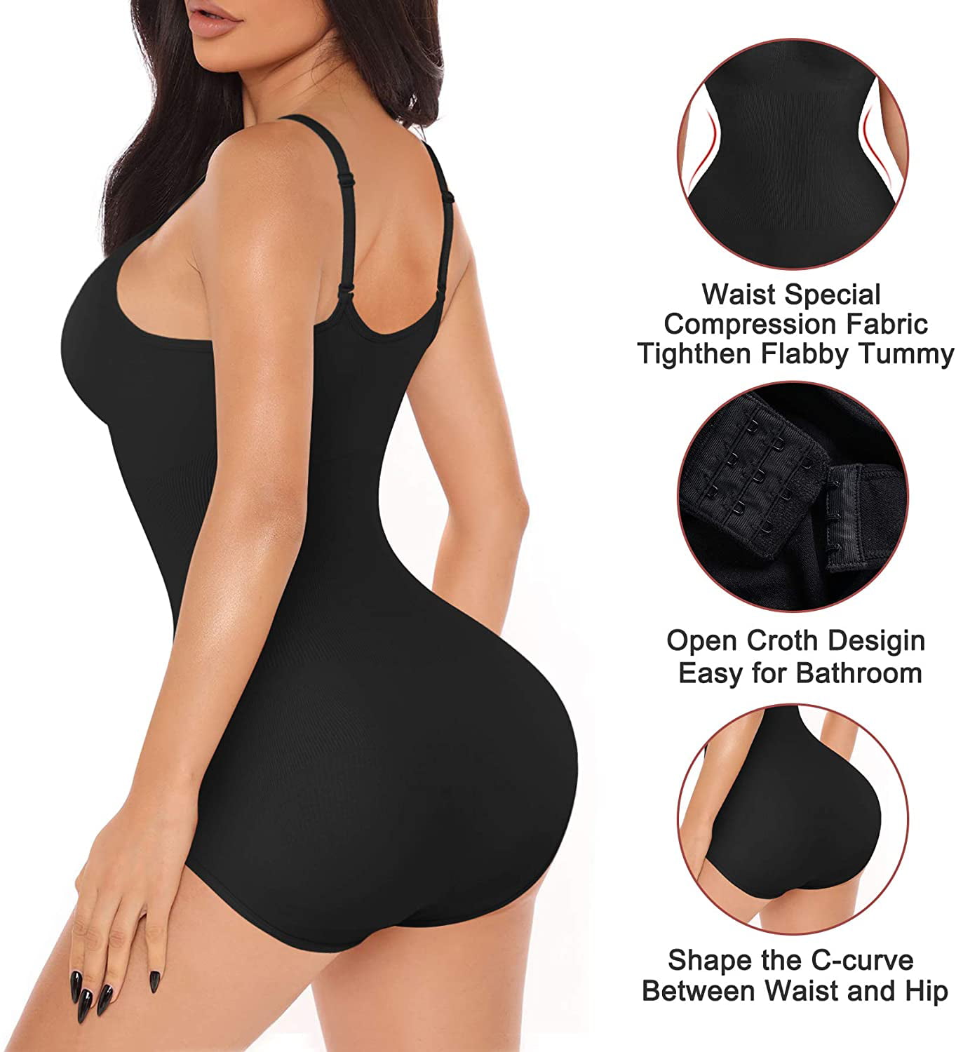 Irisnaya Women Slimming Bodysuits Shapewear Tops Tummy Control Body Shaper  Spaghetti Strap Camisole Leotards Bodycon Jumpsuit : : Clothing