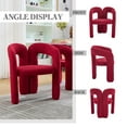 thumbnail image 5 of Set of 2 Modern Teddy Fabric Barrel Dining Chairs, Upholstered Accent Chairs with Arms, Comfy Side Armchairs for Kitchen Dining Room Living Room, Red, 5 of 9