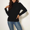 thumbnail image 3 of Women's Turtleneck Knitted Sweater Long Sleeve Casual Warm for Fall and Winter Wear, Ideal for Holiday Season and Daily Comfort, Soft and Insulating,Black,L, 3 of 6
