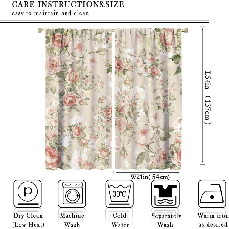 その他 lovely rose Lovely Rose Decorative Curtains, Red and White Vintage Rose