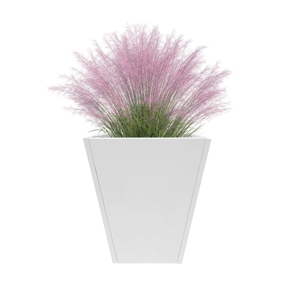 ToppiJoy Flower Pot for Outdoor Plant, Metallic Heavy Tall Planter Box with Drainage Holes, for Garden, Patio, Yard (White, 20*20*22in)