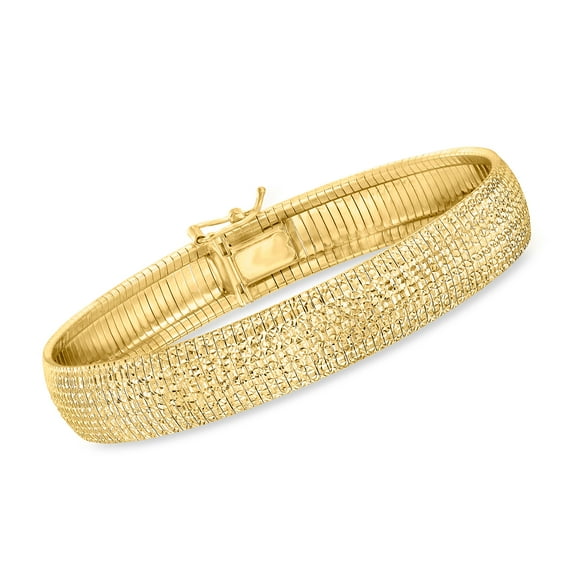 Ross-Simons Italian 18kt Gold Over Sterling Textured and Polished Omega Bracelet, Women's, Adult
