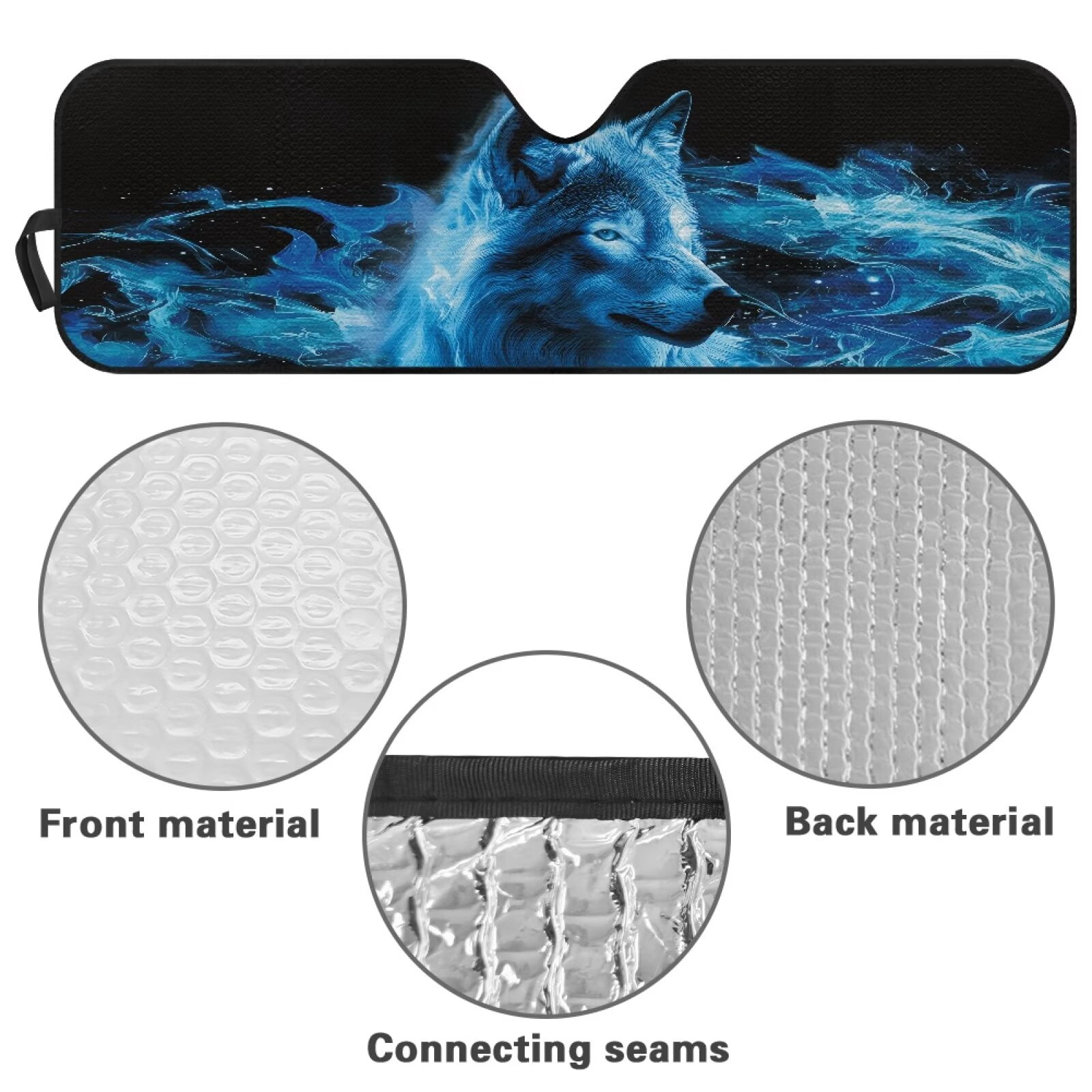 HUIACONG Blue Wolf Sun Shade Windshield Compatible with Jeep Wrangler Sun Shade fit for Jeep Wrangler JL JLU 2018-2025 / Jeep Gladiator 2020-2025 ,Keep Car Interior Cooler