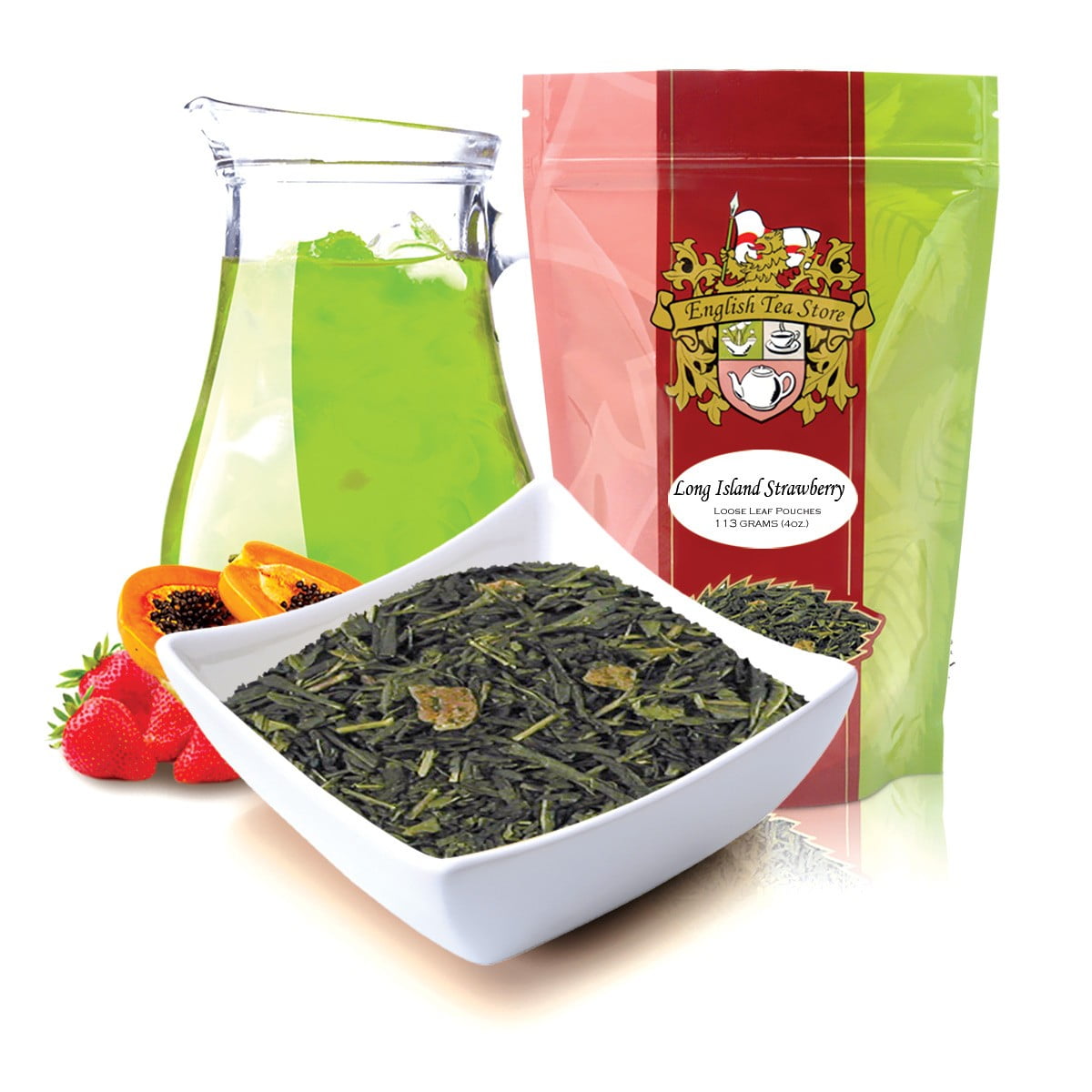 Long Island Strawberry Green Tea Loose Leaf Pouches 16oz Walmart