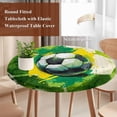 thumbnail image 3 of Green Yellow Soccer Round Tablecloth 36-44 Inch Round Fitted Table Cloth with Elastic Edge, Football Sports Watercolor Buffalo Waterproof Table Cover Protector for Outdoor Picnic Party Dining, 3 of 9