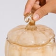 thumbnail image 4 of Luxury Pumpkin Glass Candle, 3-Wick Pumpkin Spice Soy Wax Candle with Reusable Amber Glass Jar, Elegant Fall Centerpiece for Halloween, Thanksgiving & Autumn Home Decor Gift, 4 of 6