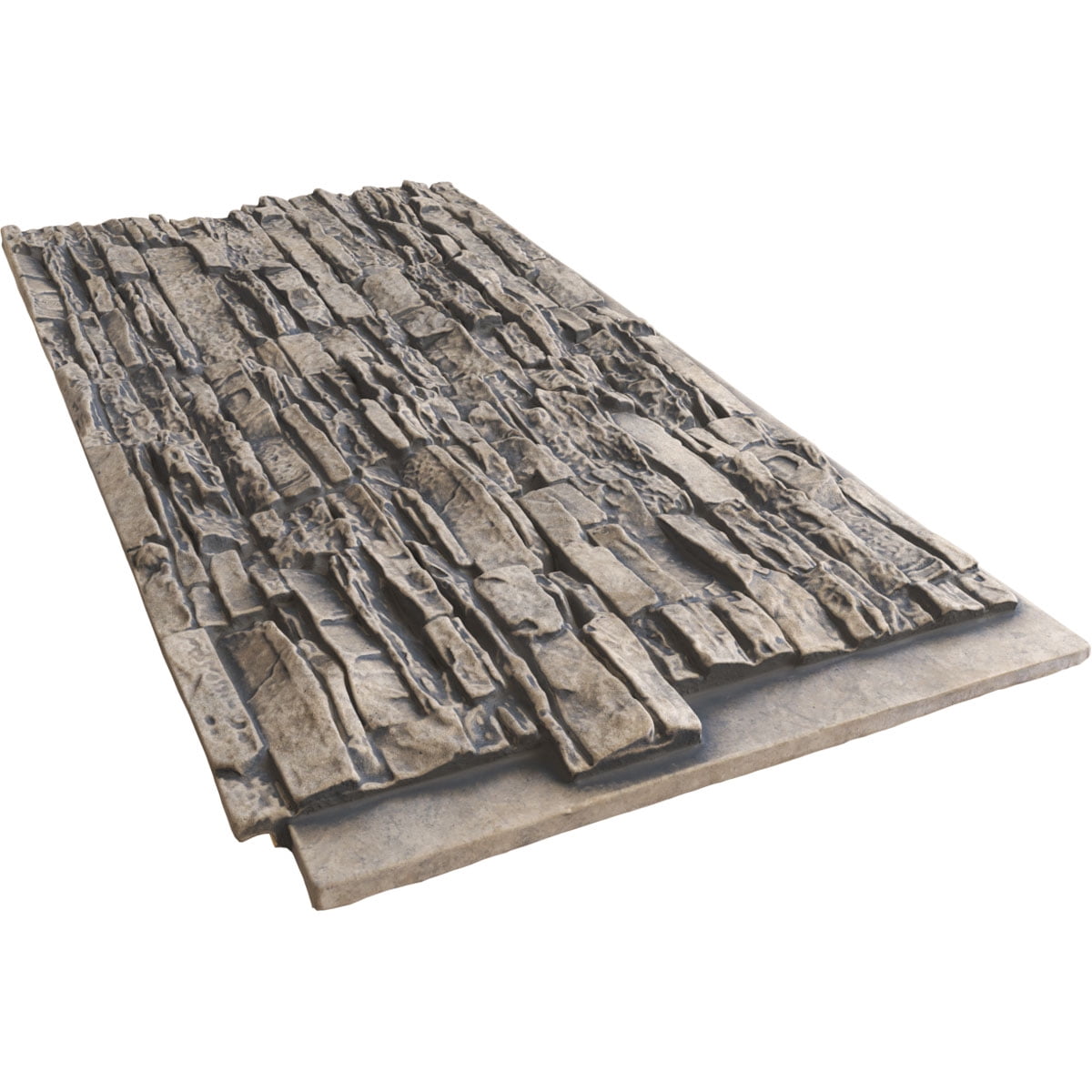 Ekena Millwork 45 3/4"W x 24 1/2"H x 1 1/4"D Canyon Ridge Stacked Stone, EverStone Faux Stone Siding Panel, Linen Graphite