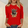 thumbnail image 2 of Ruimatai Women's Western T-Shirt 3/4 Sleeve Casual Top Printed Blouse Stylish Comfortable Soft Fabric Fashion Tee, 2 of 4