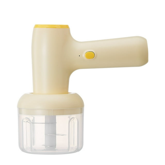 Batidora eléctrica Picadora de ajo Batidora de mano eléctrica 2 en 1 Mini picadora de verduras de mano Amarillo