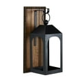 thumbnail image 6 of DecMode Black Metal Abstract Suspended Arched Cutout Wall Sconce with Brown Wood Backing and Beaded Edge, 6 of 9
