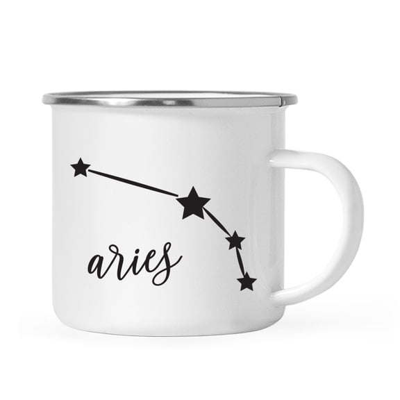 Koyal Wholesale Zodiac Sign Campfire Coffee Mug Aries Star Constellation, Minimalistic Black