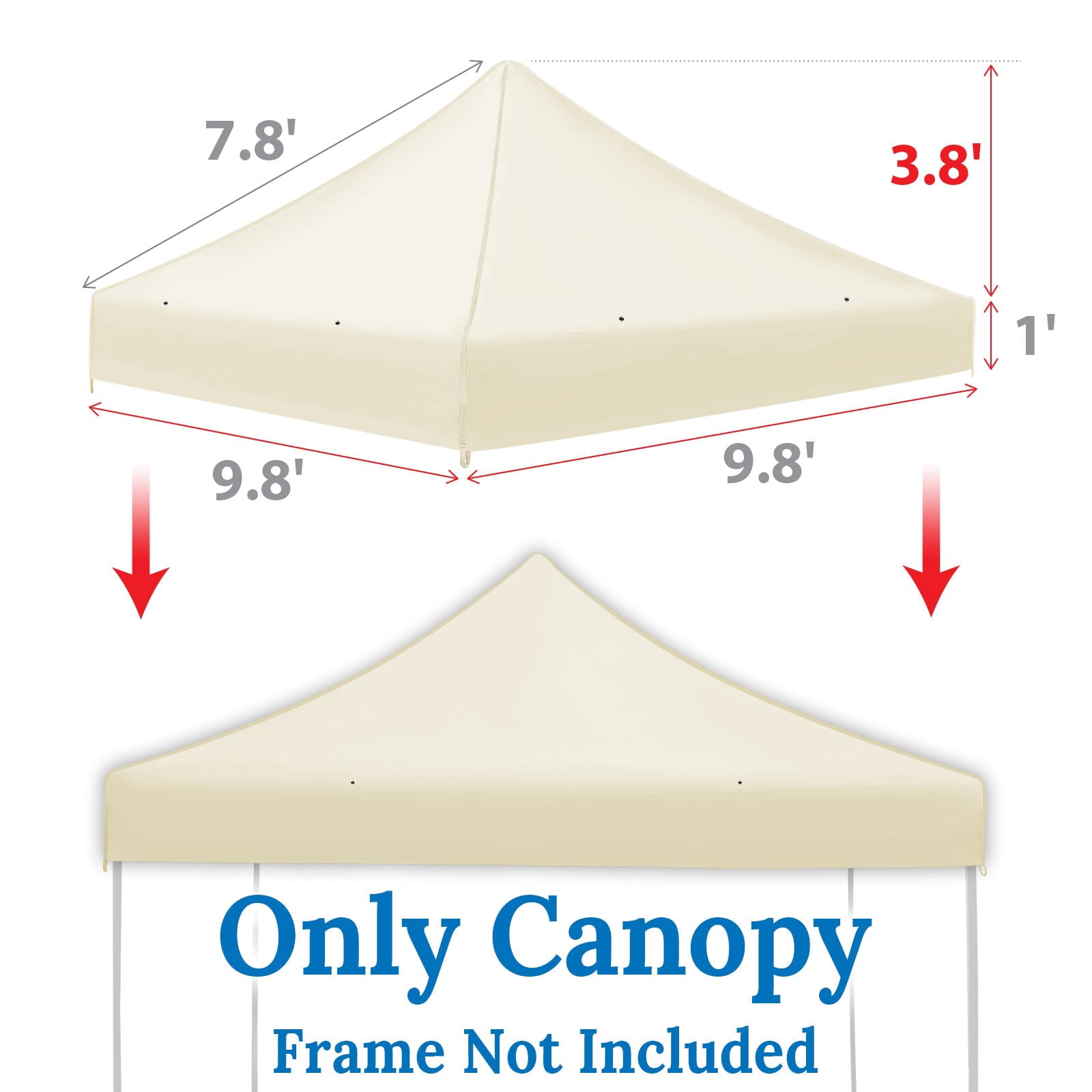 SUNNYOUTDOOR 10'x10' Canopy Replacement Top Cover for Pop Up Canopy Folding Tent Gazebo Sunshade Cover, Canopy ONLY (Ecru)