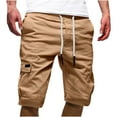 thumbnail image 1 of Abcnature Men's Athletic Shorts, Sports Gym Running Short Pants, Men's Sport Pure Color Bandage Casual Loose Sweats Drawstring Shorts, Cargo Casual Hiking Shorts Khaki 3XL, 1 of 2