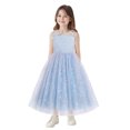 thumbnail image 4 of IBTOM CASTLE Flower Girls Dress for Wedding Round Neck Sleeveless Floral Embroidered Ruffle Tulle Dress Birthday Party Princess Pageant Gown with Bowknot 4-5 Years Sky Blue, 4 of 7