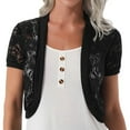 thumbnail image 2 of Ediodpoh Ladies Casual Summer Versatile Short Sleeved Chiffon Shawl with Hollowed Out Lace Cardigan Cover Up Black, 2 of 4