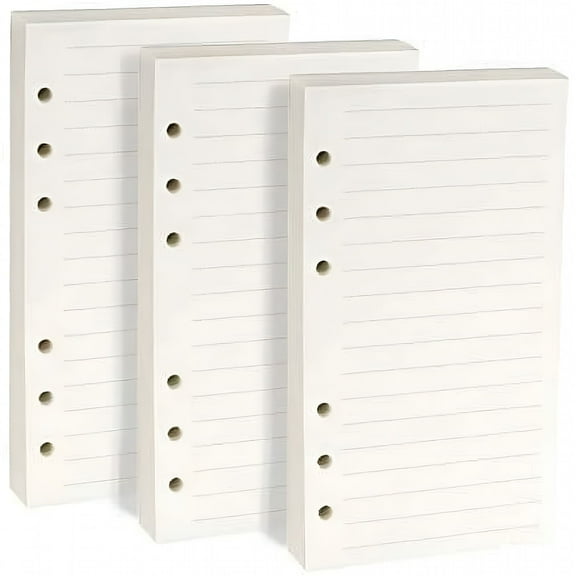 CCOCC A6 Refill Paper,3 Pack Loose Leaf Paper,6-Holes Inserts Blank Filler Paper Leather Journal Notebook Refillable Paper for 6 Ring Refillable A6 Binder Notebook Planner (135 Sheets 270 Pages)