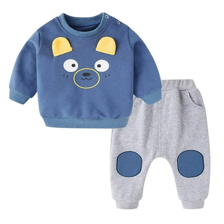 

AIMAOMI Children Kids Toddler Baby Boys Girls Long Sleeve Cute Cartoon Animals Sweatshirt Pullover Tops Cotton Trousers Pants Outfit Set 2PCS Clothes H