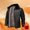 Black, variant on Men's Fleece Lined Jacket, Windproof Waterproof PU Leather Coat with Flip Collar, Business Casual Style Long Sleeve for Winter Outdoor Wear