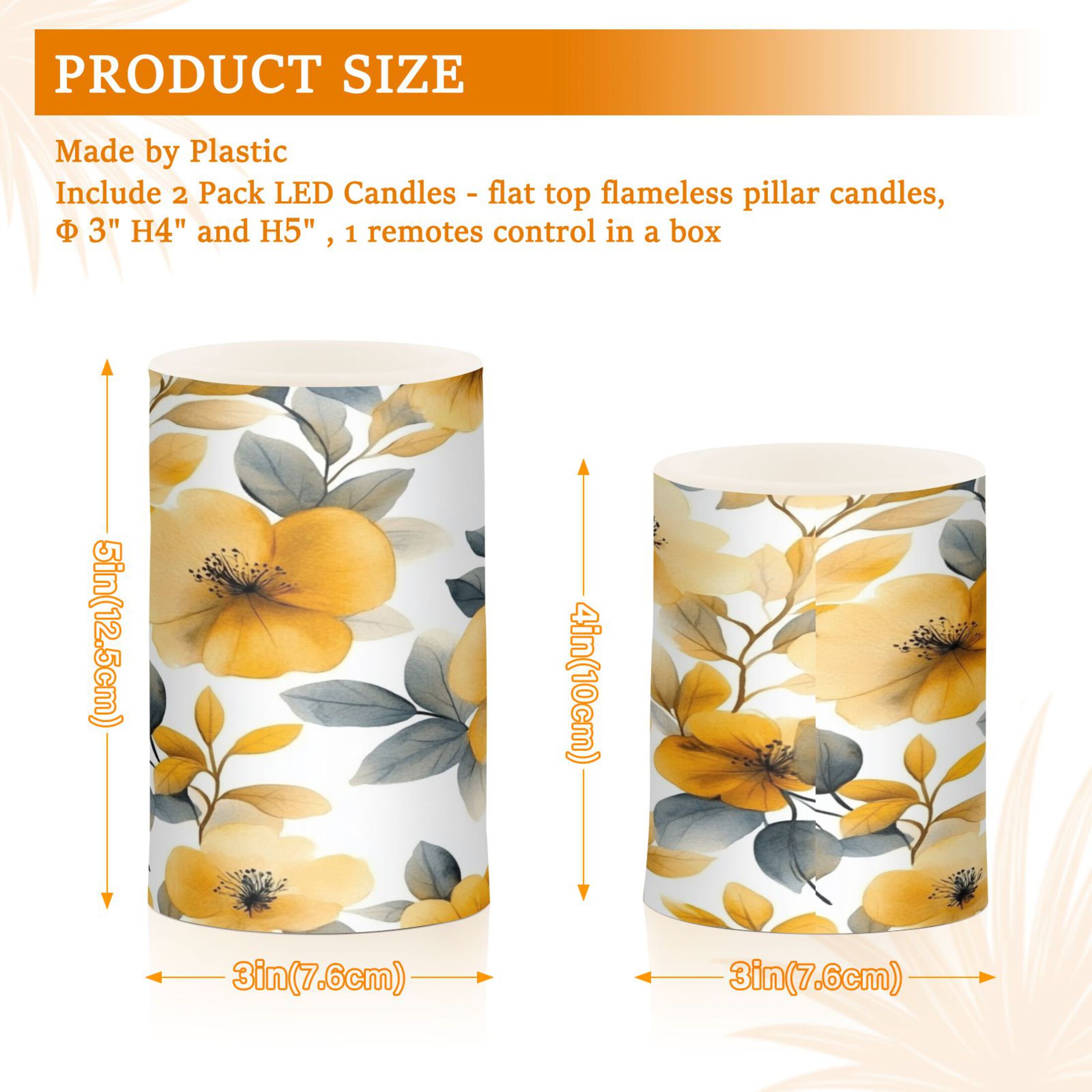 Electronic Candle Light Combination 3x5In, 3x4In Flameless Candle Plastic Festive Decoration Party Christmas Decoration Cartoon Yellow Flowers
