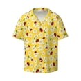 thumbnail image 3 of Goofa Chamomile And Ladybug Printed Men's Casual Short-sleeved Shirt,Lightweight Breathable Button-down,Summer Casual men's top,Versatile Fashion shirt-Small, 3 of 7