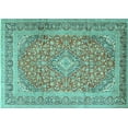 thumbnail image 1 of Ahgly Company Machine Washable Indoor Rectangle Persian Turquoise Blue Traditional Area Rugs, 2' x 4', 1 of 4