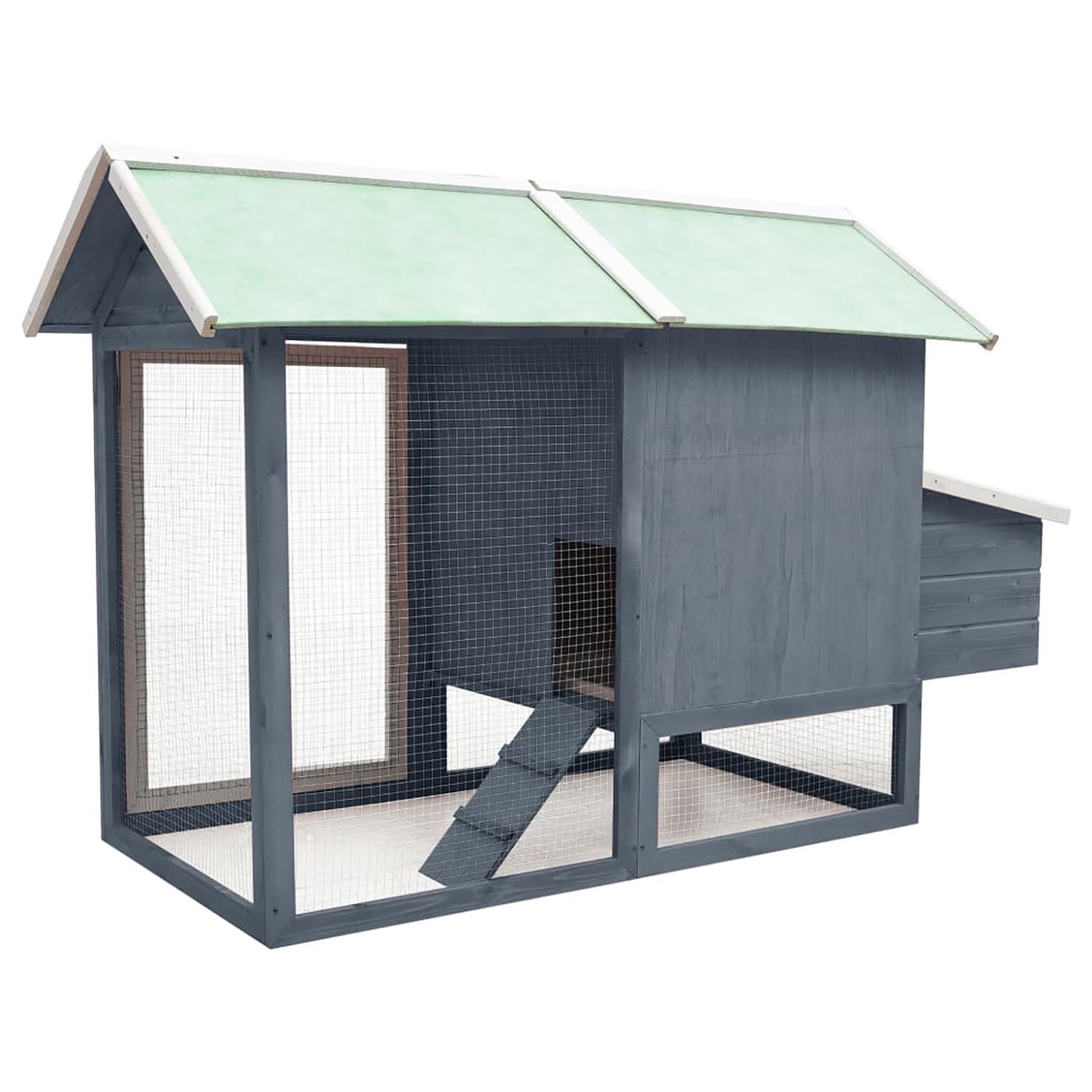 Pefilos 66.9" Wooden Rabbit Hutch, Large Hen House with Nesting Boxes and Durable Cage for Farmyard Bunny Cage Climb Ramp for Access, Gray Pefilos 66.9" Wooden Rabbit Hutch, Large Hen House with Nesting Boxes and Durable Cage for Farmyard Bunny Cage Climb Ramp for Access, Gray