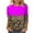 Purple, variant on Women Color Block Leopard Print Top 3/4 Sleeve Casual Crew Neck Tee