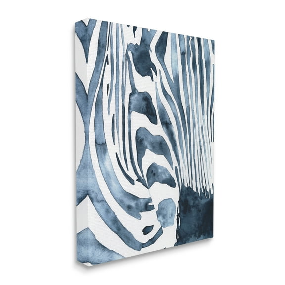 Stupell Industries Blue Zebra Stripes Animal Close-Up Portrait Black Framed, 24 x 30, Design by Victoria Borges
