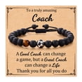 thumbnail image 3 of Pulsera de cuentas de fútbol, regalo, pulsera de entrenador de fútbol negro mate, pulsera de béisbol con piedra de ojo de tigre, 3 of 6