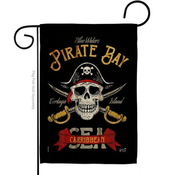 G135377-BO 13 x 18.5 in. Pirate Bay Garden Flag with Coastal Double-Sided Decorative Vertical House Decoration Banner Yard Gift