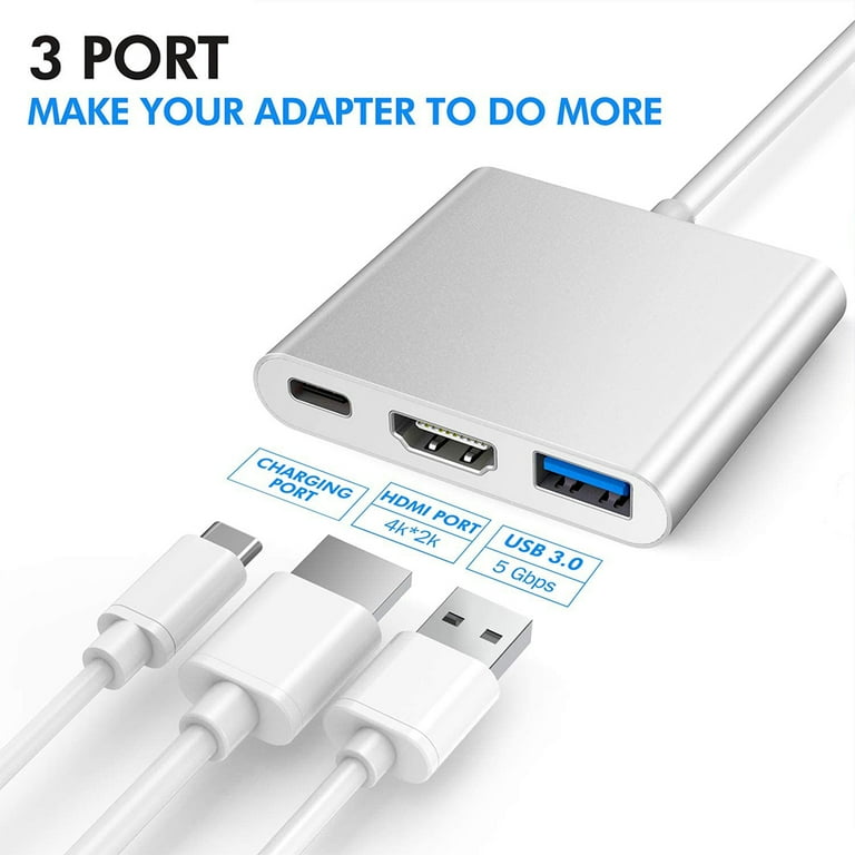 Usb C To Hdmi Adapter Hub Cable 4k 60hz Usb 3.0 Digital Type Av Multi Port  Tv Macbook Macbook Laptop Samsung Pd Charging Port 3 In 1