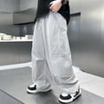 thumbnail image 2 of NAISIBABY Kids Boys Cargo Pants, Drawstring Baggy Summer Lightweight Fashion Hiking Outdoor Pants Beige Size 6, 2 of 8