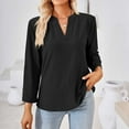 thumbnail image 4 of IROINNID Discount Polyester Long Sleeve T Shirt for Women Casual Solid Slot Neck Loose T-shirt Top,Black, 4 of 7