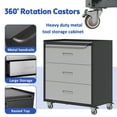 thumbnail image 5 of Tcbosik 3 Drawers Storage Cabinet on Wheels, Metal Tool Cabinet, Heavy Duty Rolling Storage Chest for Home Office Garage Basement, Easy Assembly, Black & Gray, 5 of 9