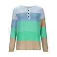 thumbnail image 4 of Arnsht Womens Striped T Shirts Color Blocked V Neck Long Sleeve Strip Pullover Casual Layer Top Fall Winter Y2K Shirts Green L, 4 of 6