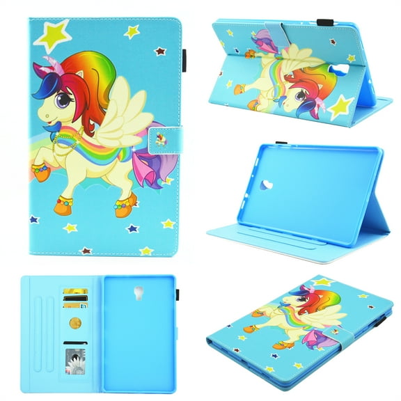 Allytech Slim Fit Smart Flio Wallet Case for Samsung Galaxy Tab A 10.5 inch 2018 SM-T590/T595 Tablet, with Pencil Holder and Card Pocket, Star Unicorn