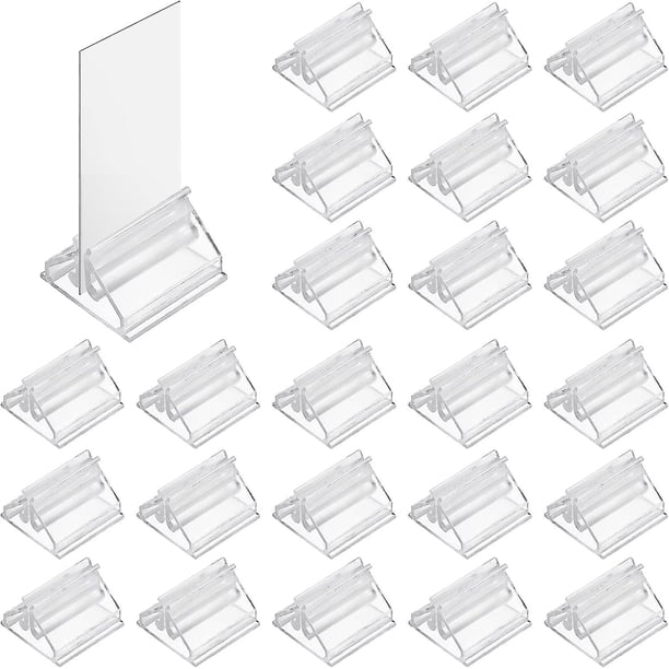 24 soportes acrílicos para tarjetas de lugar, soportes transparentes para tarjetas de juego, pequeños soportes para tarjetas de mesa de boda, soportes para carteles de mesa para tarjetas de boda,