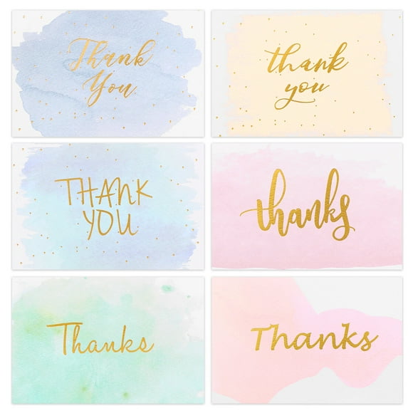 Partykindom 48PCS Birthday Thank You Greeting Cards with 48PCS Envelopes Bronzing Greeting Decorative Invitation for Thanksgiving