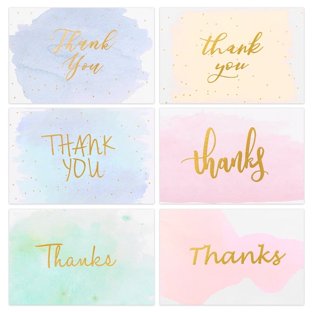 Partykindom Cartes de Vœux de Remerciement d'Anniversaire 48 Pcs avec 48 Pcs Enveloppes, Vœux Bronzés, Invitation Décorative pour l'Action de Grâce