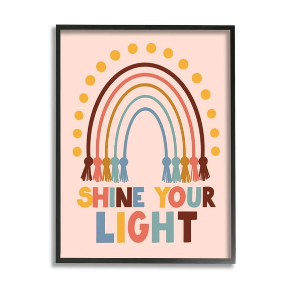 Shine Your Light Hanukkah Rainbow Holiday Graphic Art Black Framed Art Print Wall Art