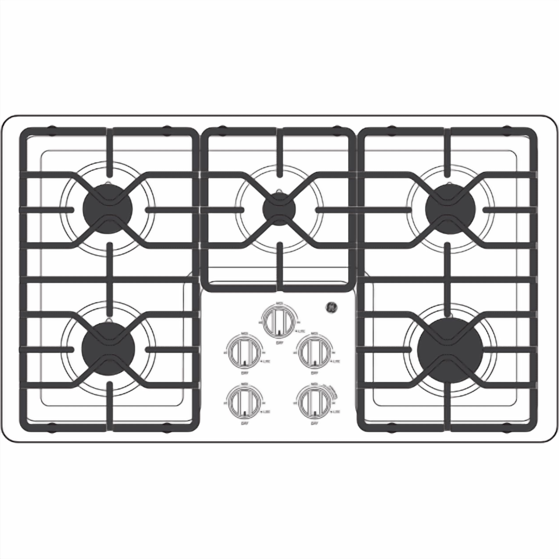 GE® 36" Built-In Gas Cooktop with Dishwasher-Safe Grates, in Stainless Steel, Model JGP3036SLSS