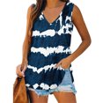 thumbnail image 2 of Playeras,Blusas y Tops,Ropa para Mujer Mujeres Tank Top Mujeres Casual Tie Dye Gradient Stripes Impresión Cuello en V Sin mangas Chaleco Camiseta Blusa Tops (Navy, M), 2 of 6