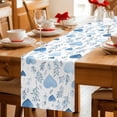 thumbnail image 4 of Valentine's Day Blue Cotton Linen Table Runner for Dining Kitchen, Spring Love Leaves Botanical Wedding Outdoor Party Tablerunners Decoration, Dresser Scarf Coffee Tablecloth Runners 13x60 Inches, 4 of 8