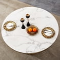 thumbnail image 6 of Shikeyi 47" Modern Round Faux Marble Dining Table for 4-6 People, Luxury Silver Stainless Steel Pedestal Base Dinner Table for Dining Room, White (Table Only), 6 of 7