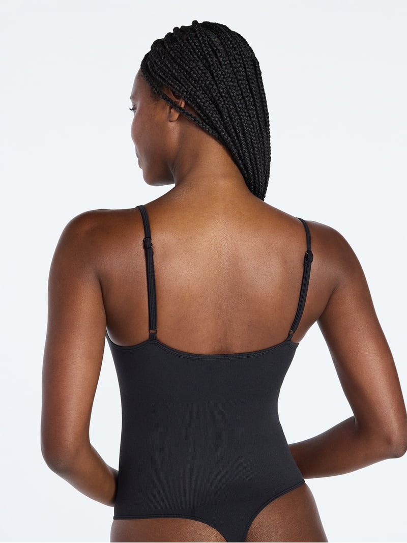 Joyspun Women's Seamless Ribbed Cami Bodysuit, Sizes S-XXXL
