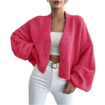 hotojiny Cardigan Sweaters for Women Soft Cropped Button up Knit Coat Oversized Long Sleeve Fall Tops Trenyd Outfit S-L