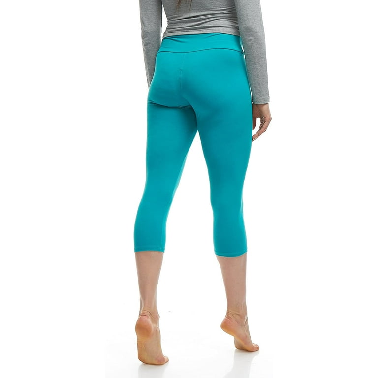 LMB Capri Leggings for Women Buttery Soft Polyester Fabric, Teal