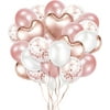 Crislove Rose Gold Balloon Set, 48pcs Balloons Set with Confetti Balloons, Ribbons and Foil Balloons for Birthday, Weddings, Baby Shower Party, Festival Decorations, Business Event, Rosegold