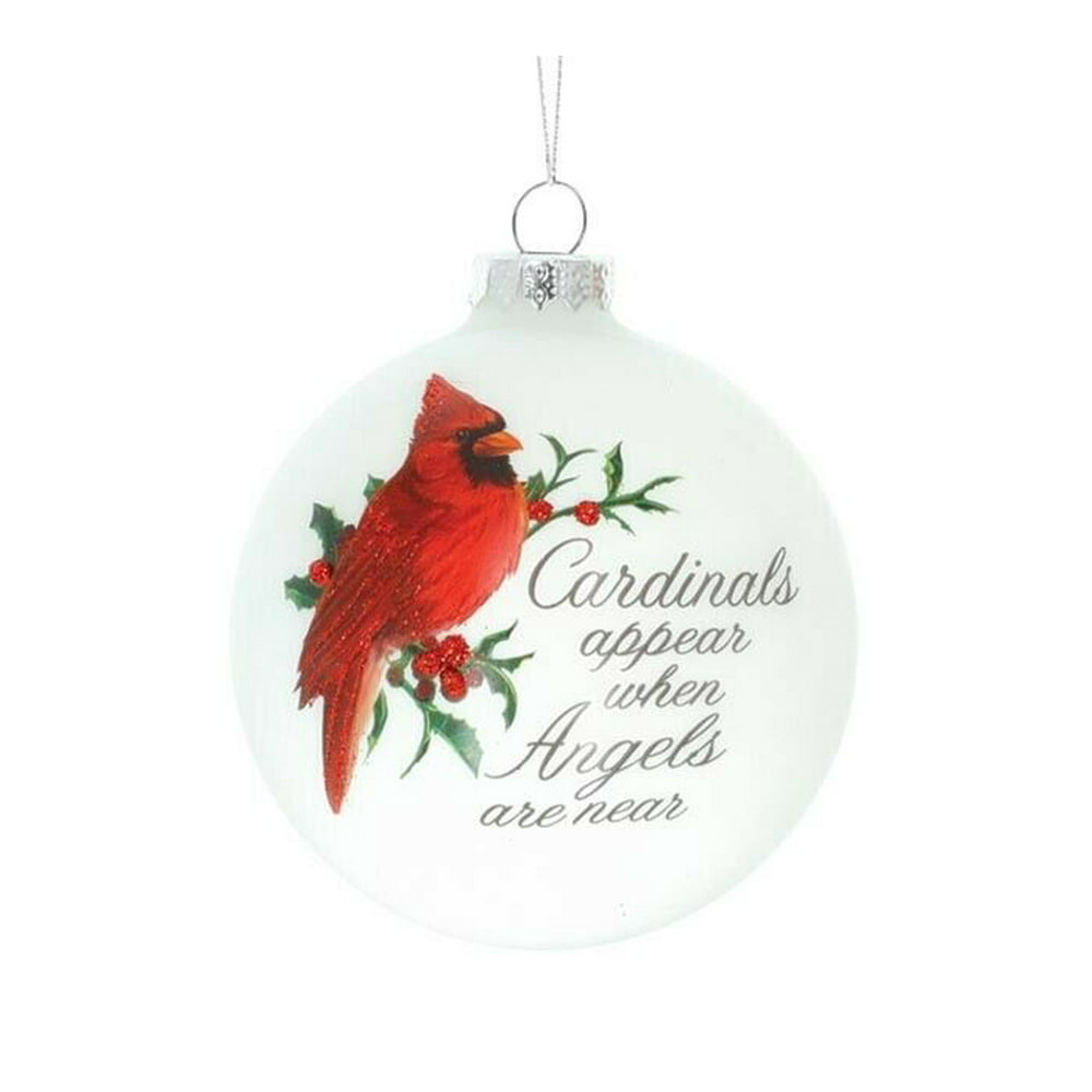 CARDINALS APPEAR WHEN ANGELS ARE NEAR Glass Christmas Ornament, Burton ...